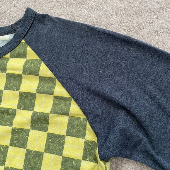 LuLaRoe Randy Unisex XS Checkered Raglan Baseball Style Tee Top 3/4 Sleeves - Picture 5 of 12